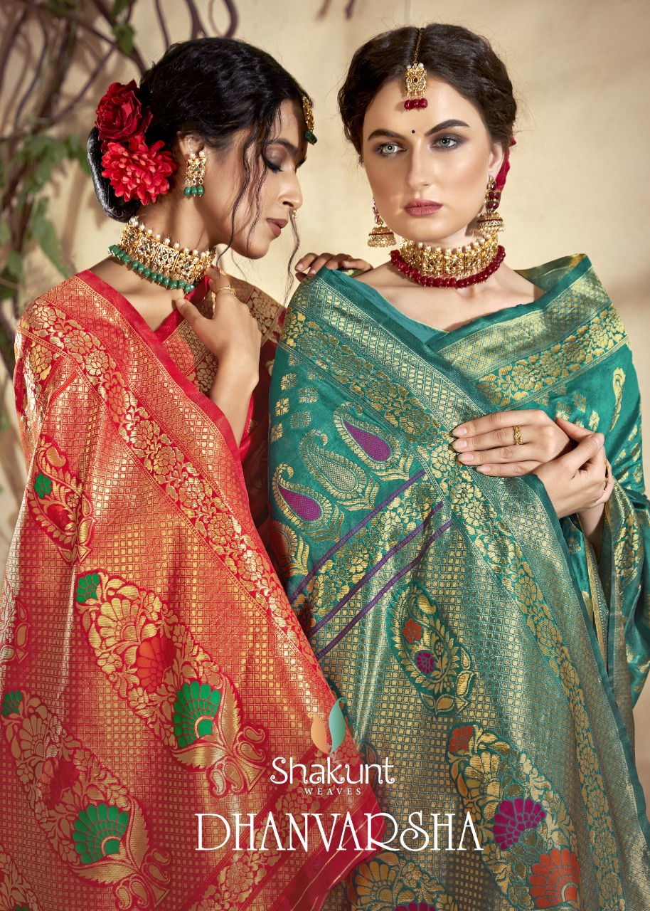 shakunt dhanvarsha art silk elegant look saree catalog