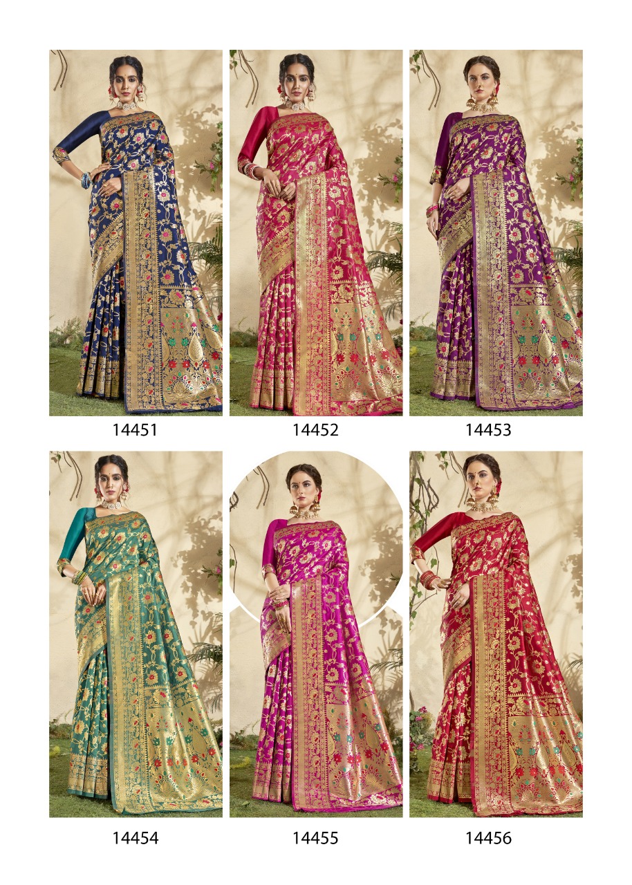 shakunt gandhari art silk regal look saree catalog