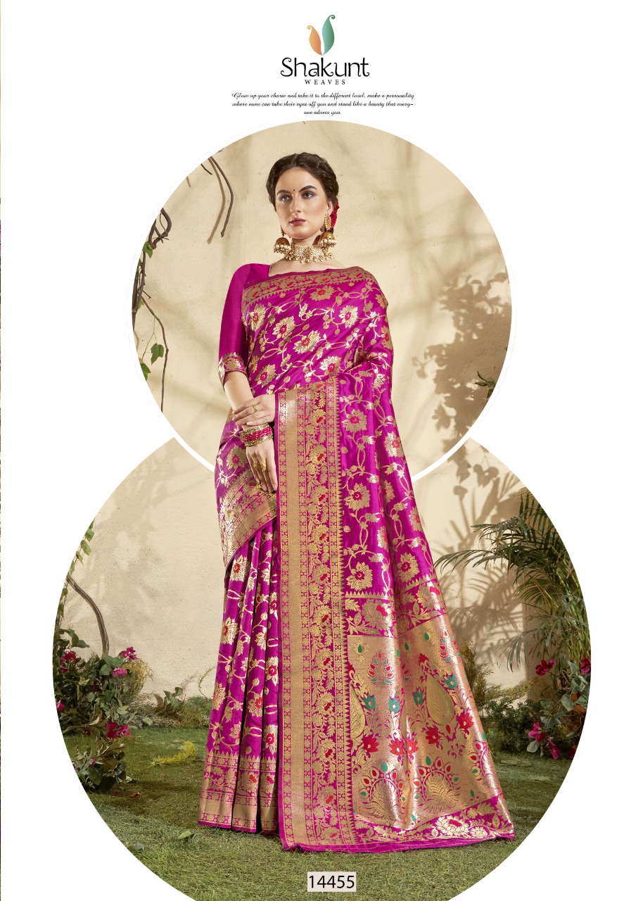 shakunt gandhari art silk regal look saree catalog