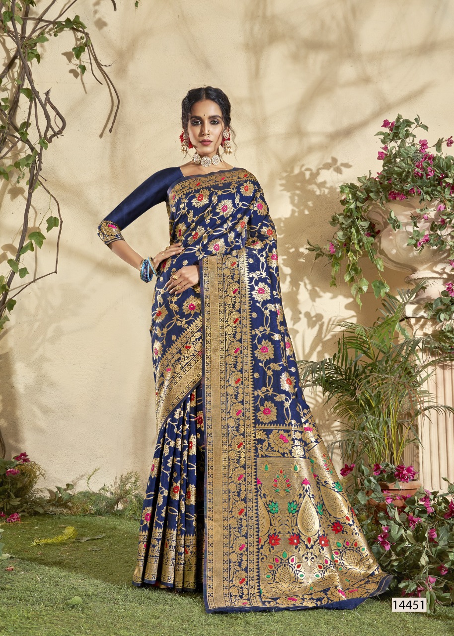 shakunt gandhari art silk regal look saree catalog