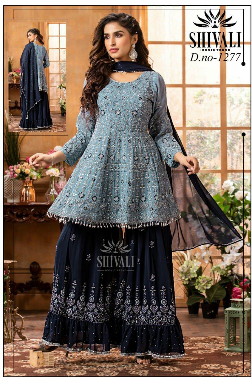 shivali d no 1277 georgette attrective look indo western size set