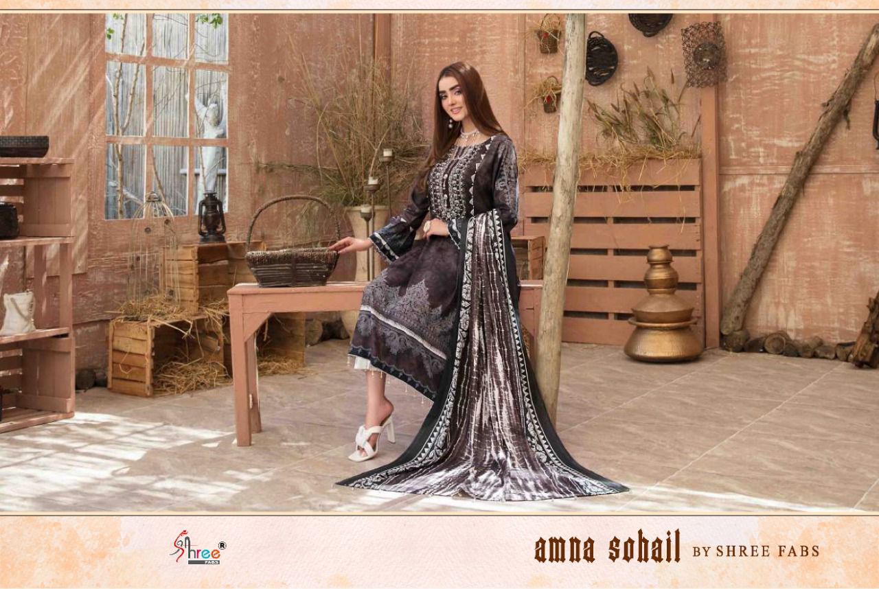 shree fab amna sohail cotton regal print salwar suit with cotton dupatta catalog