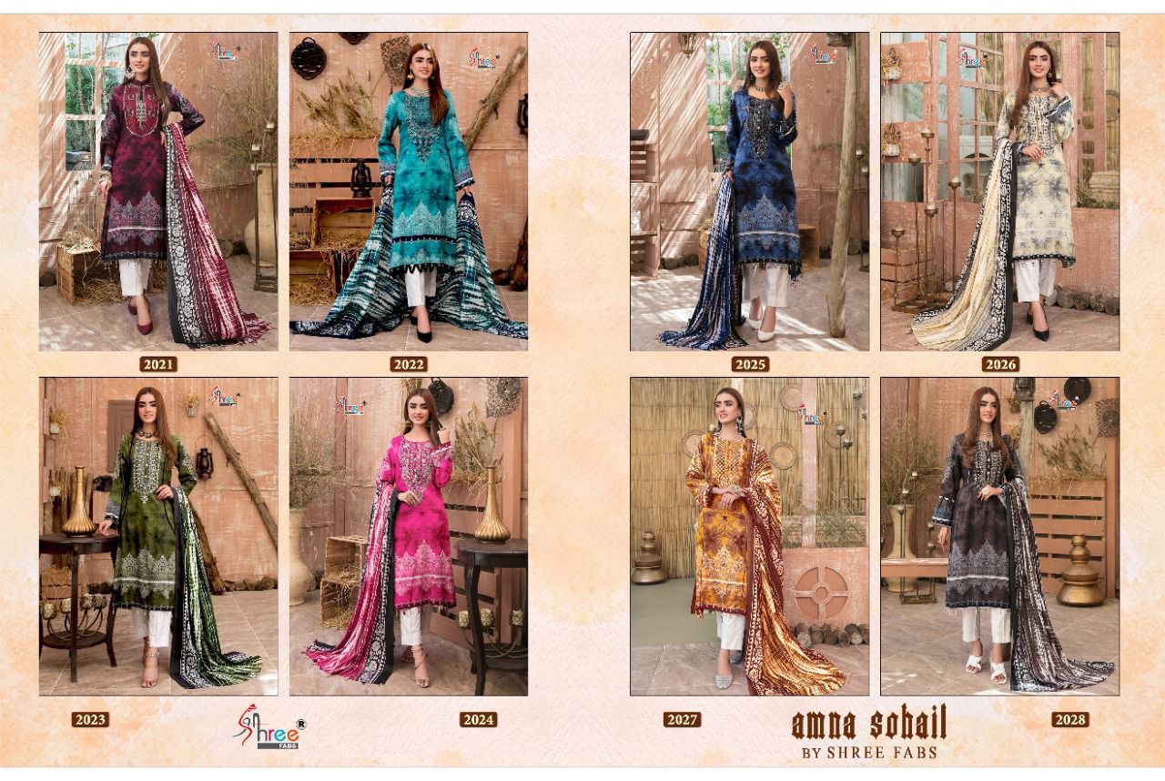 shree fab amna sohail cotton regal print salwar suit with cotton dupatta catalog