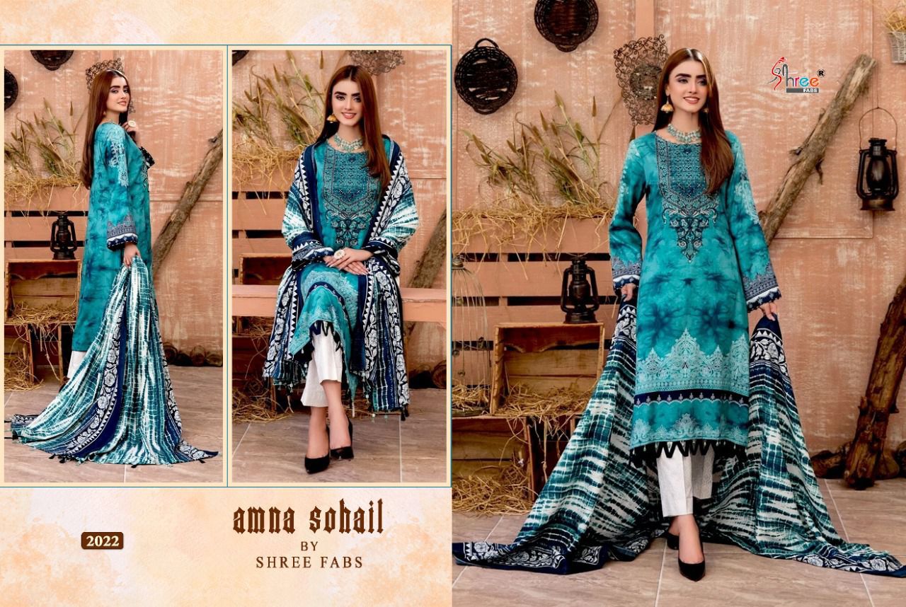 shree fab amna sohail cotton regal print salwar suit with cotton dupatta catalog