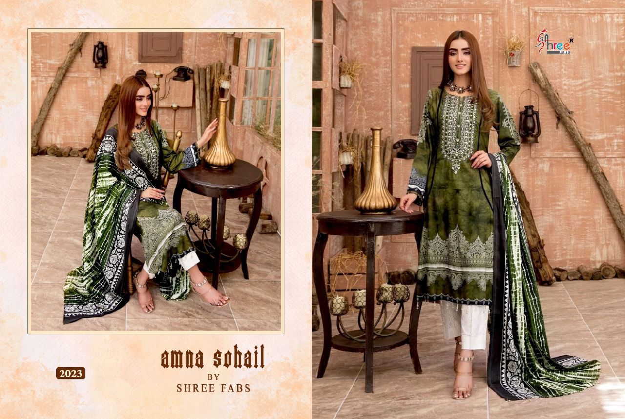 shree fab amna sohail cotton regal print salwar suit with cotton dupatta catalog