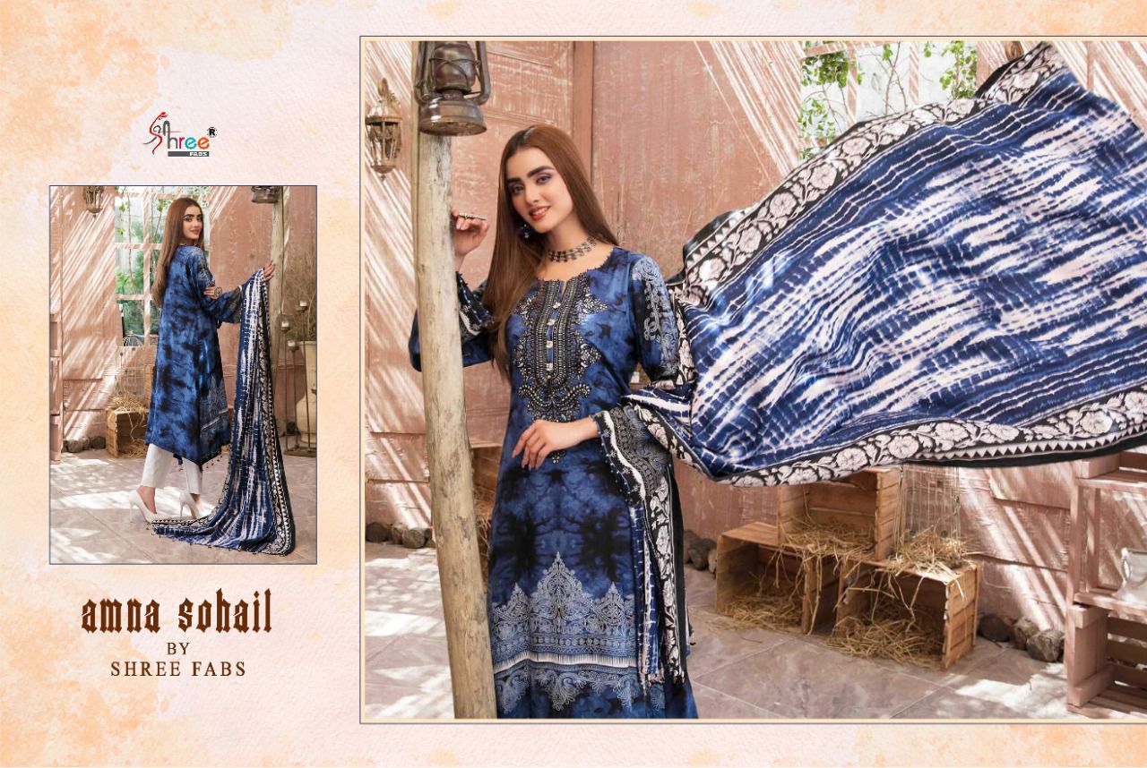 shree fab amna sohail cotton regal print salwar suit with cotton dupatta catalog