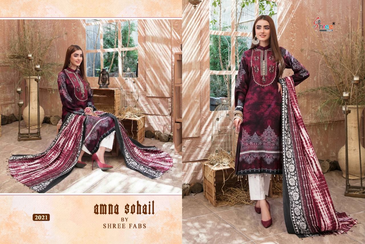 shree fab amna sohail cotton regal print salwar suit with cotton dupatta catalog