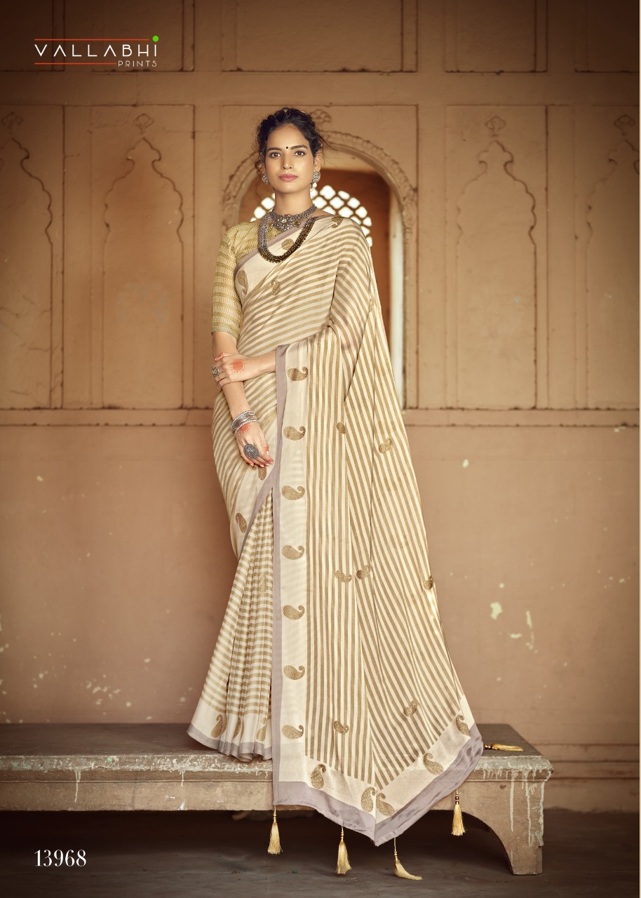 vallabhi print dolphin chiffon exclusive print saree catalog