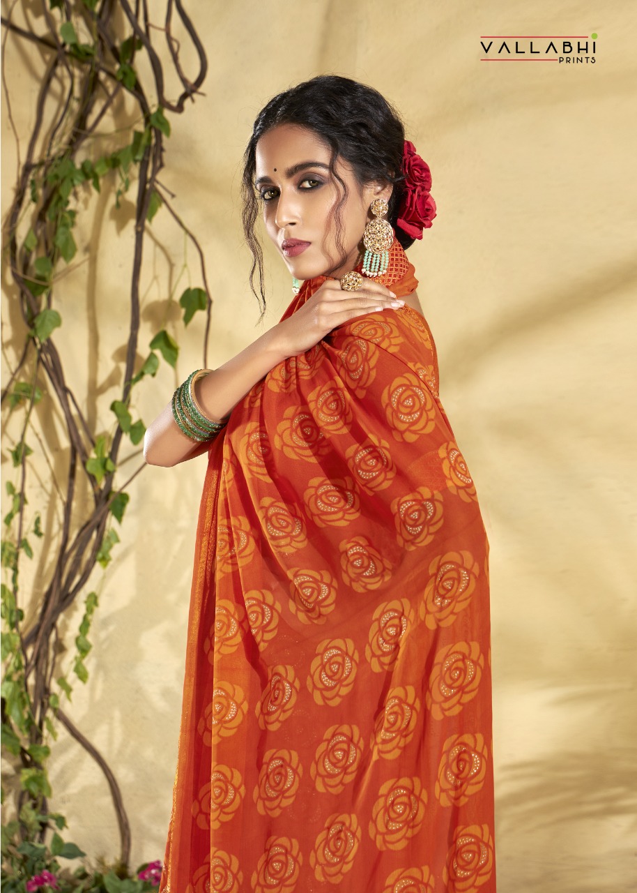 vallabhi print gulbahar weighless attractive print saree catalog