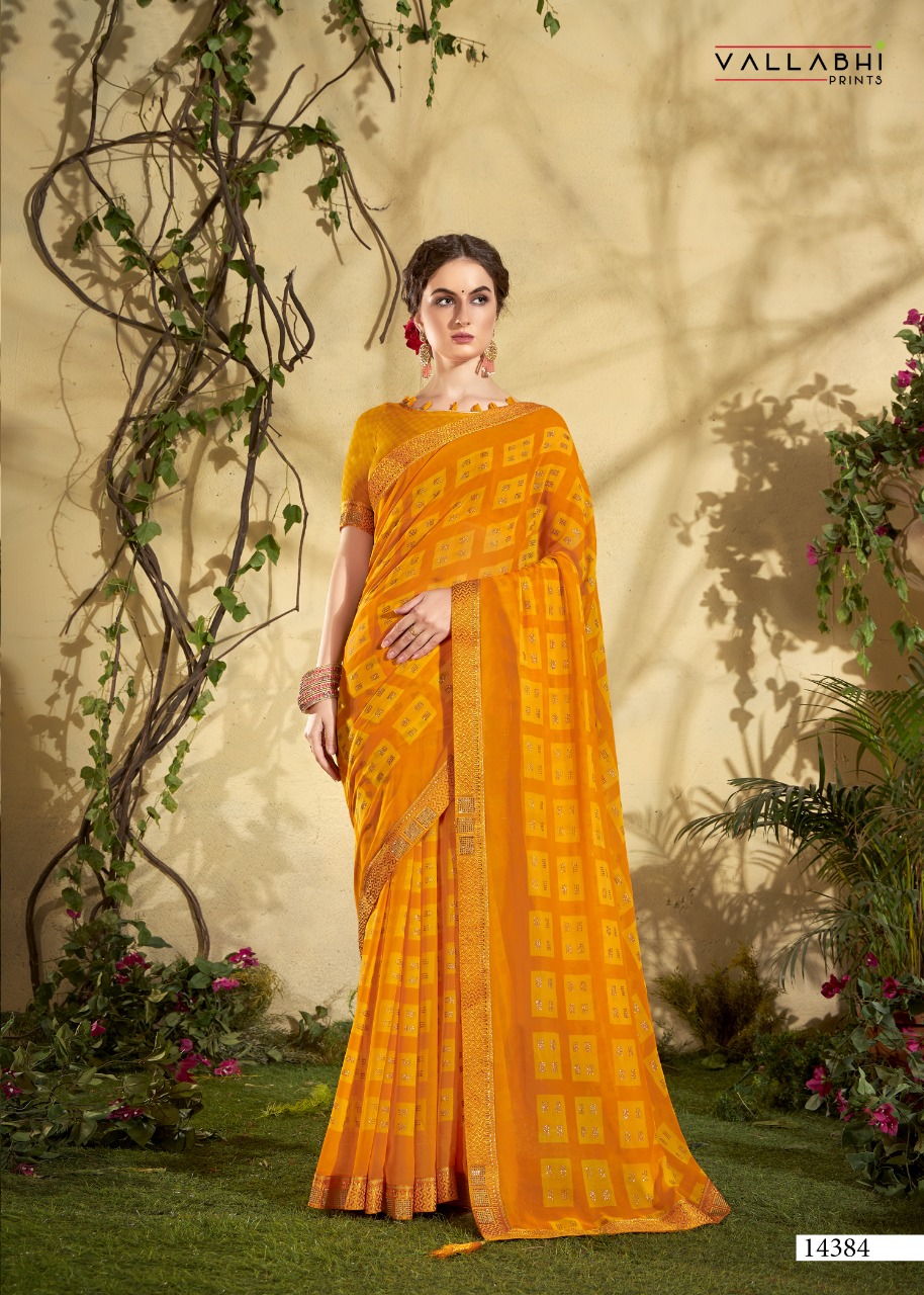 vallabhi print gulbahar weighless attractive print saree catalog