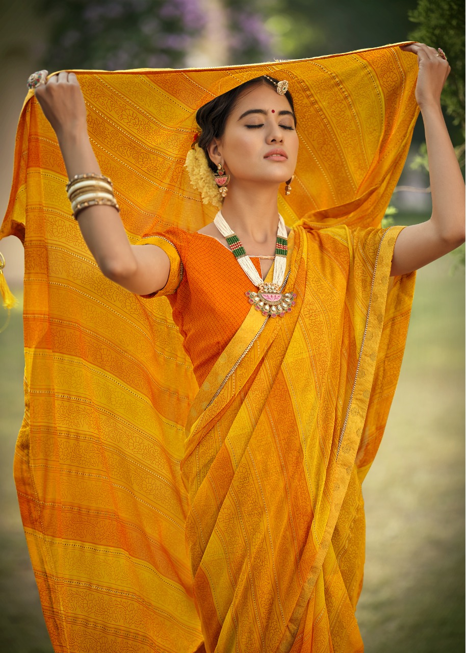 Vallabhi print nakhrali georgette regal look saree catalog