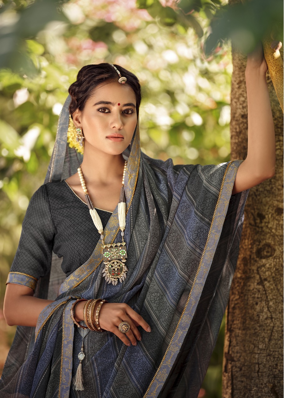 Vallabhi print nakhrali georgette regal look saree catalog