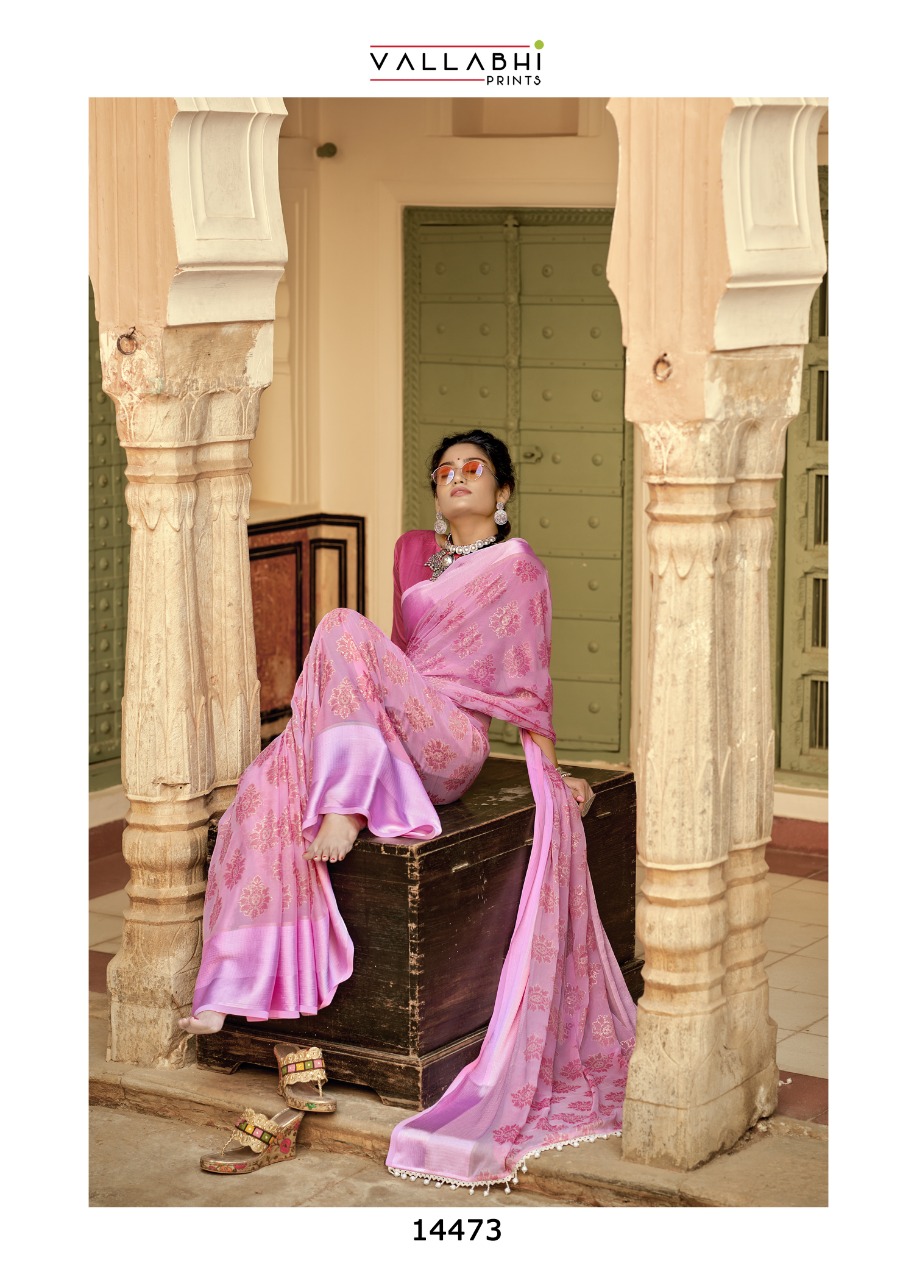 vallabhi print sadabahara moss print graceful look saree catalog