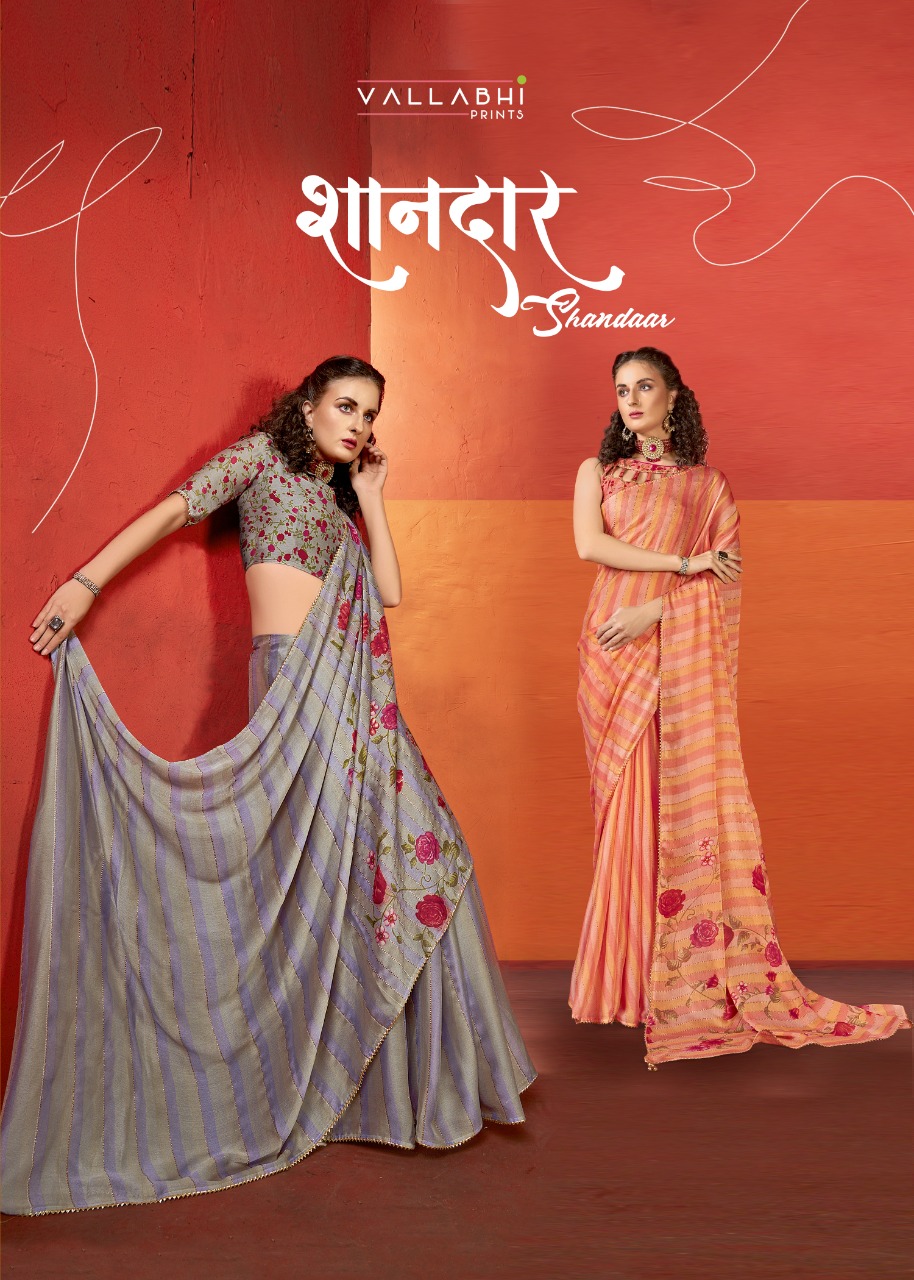 vallabhi print shandaar chiffon print astonishing saree catalog