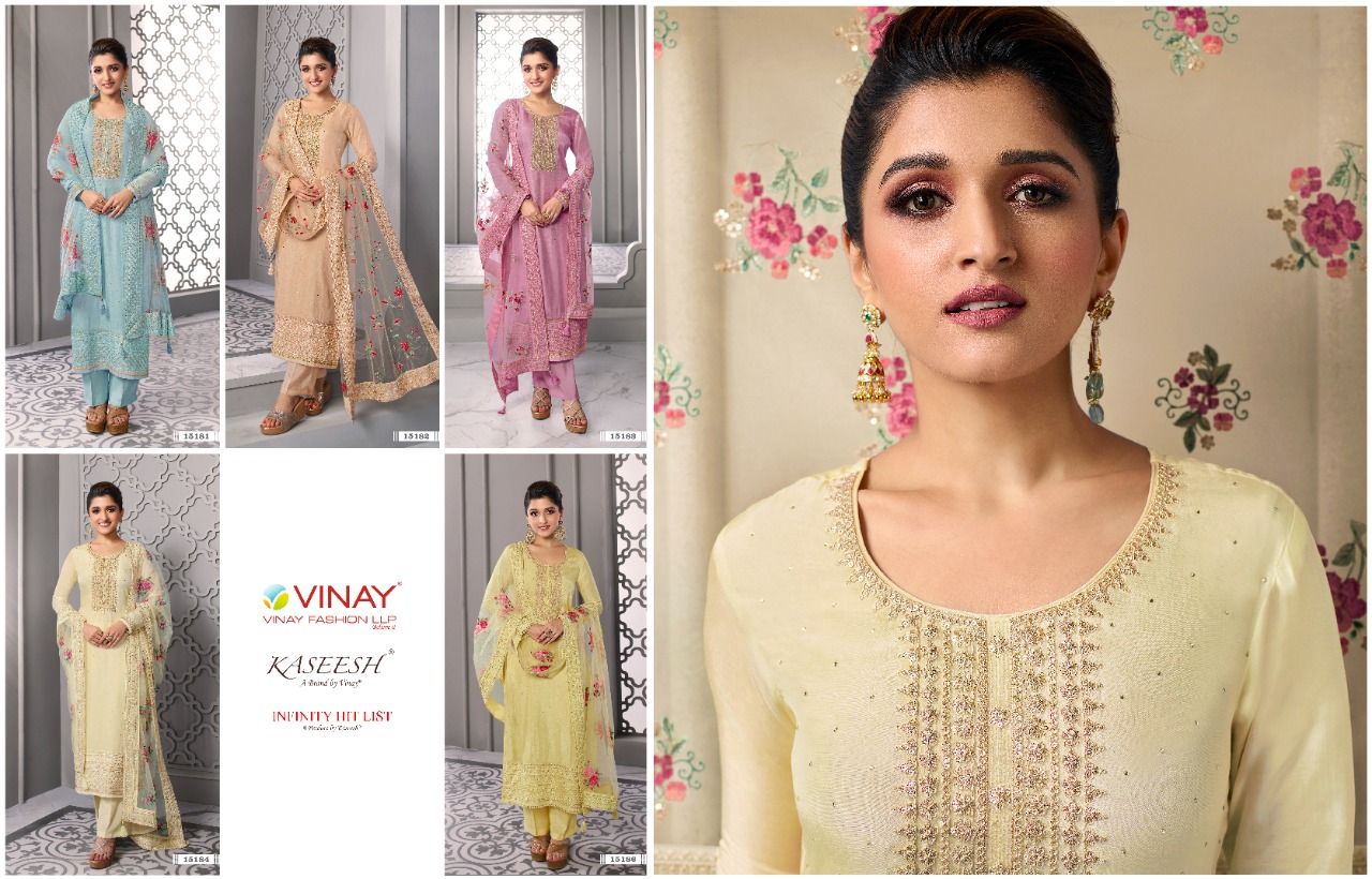 vinay fashion kaseesh infinity hitlit silk gorgeous look salwar suit catalog