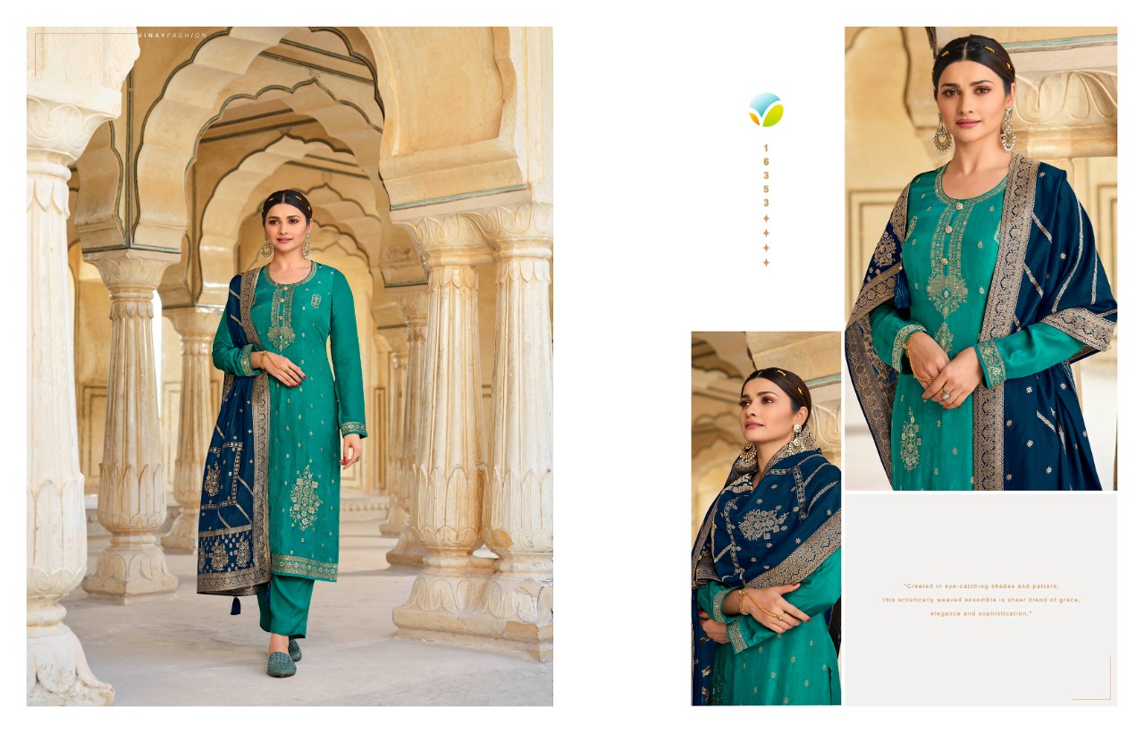 vinay fashion kaseesh zardosi 4 dola jaquard georgette regal look salwar suit catalog