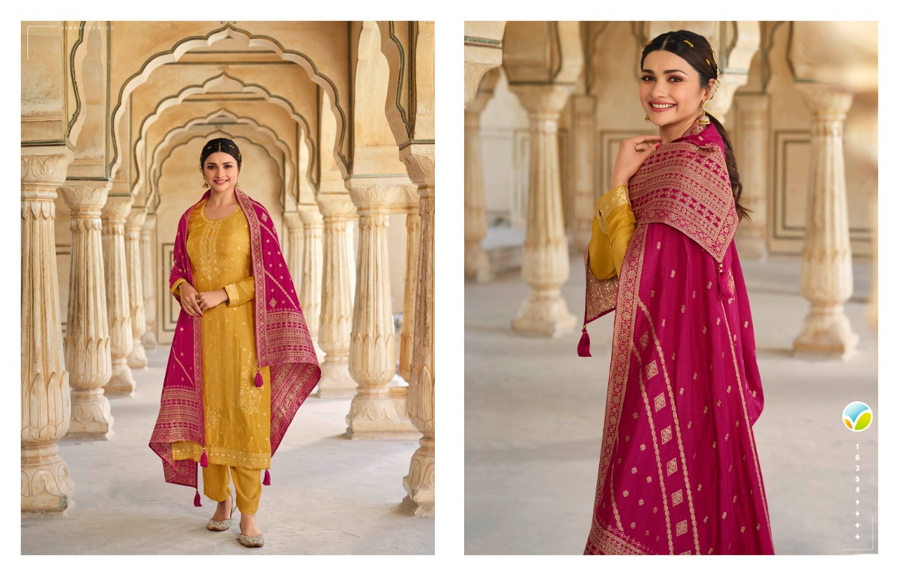 vinay fashion kaseesh zardosi 4 dola jaquard georgette regal look salwar suit catalog