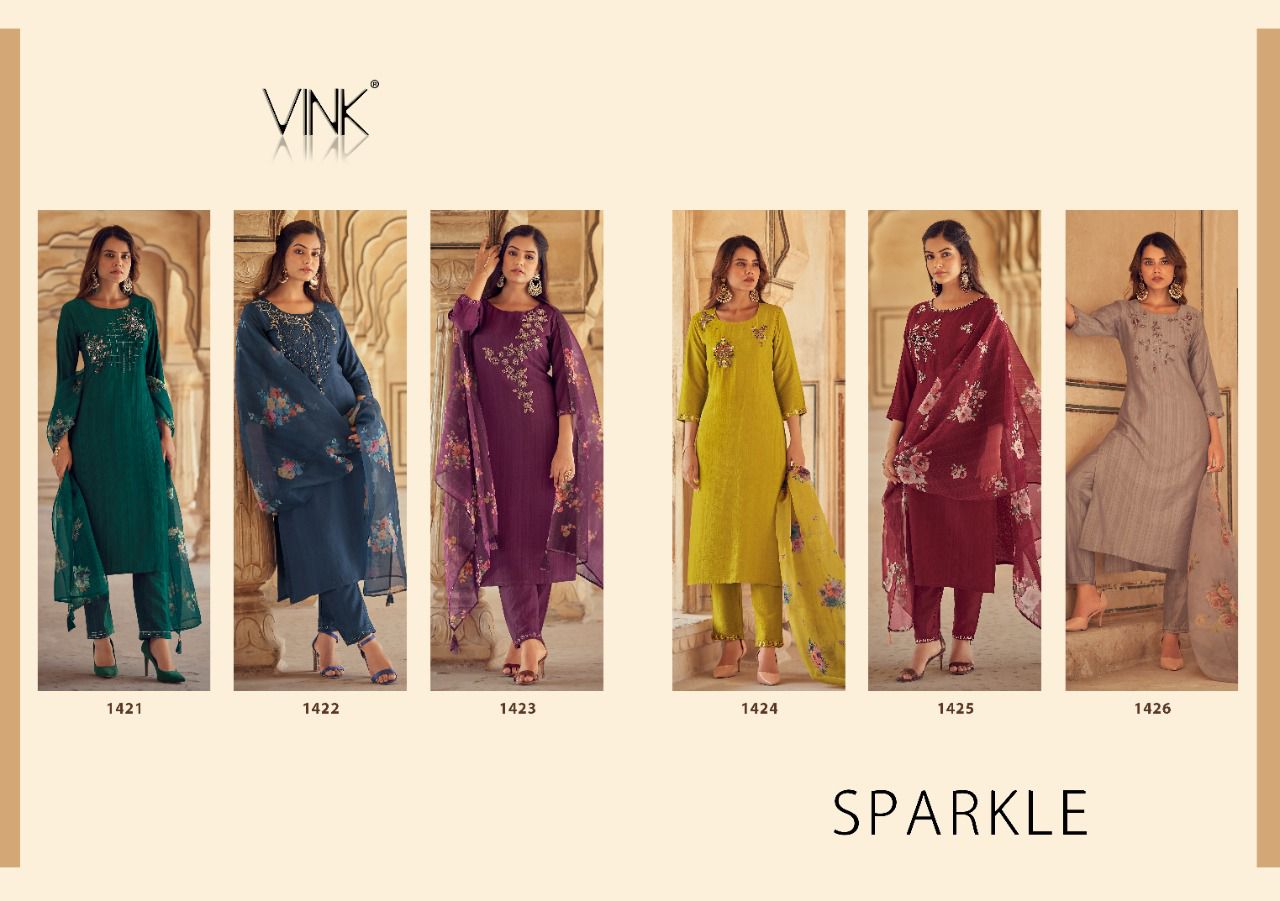 vink sparkle viscose innovative look kurti pant with dupatta catalog