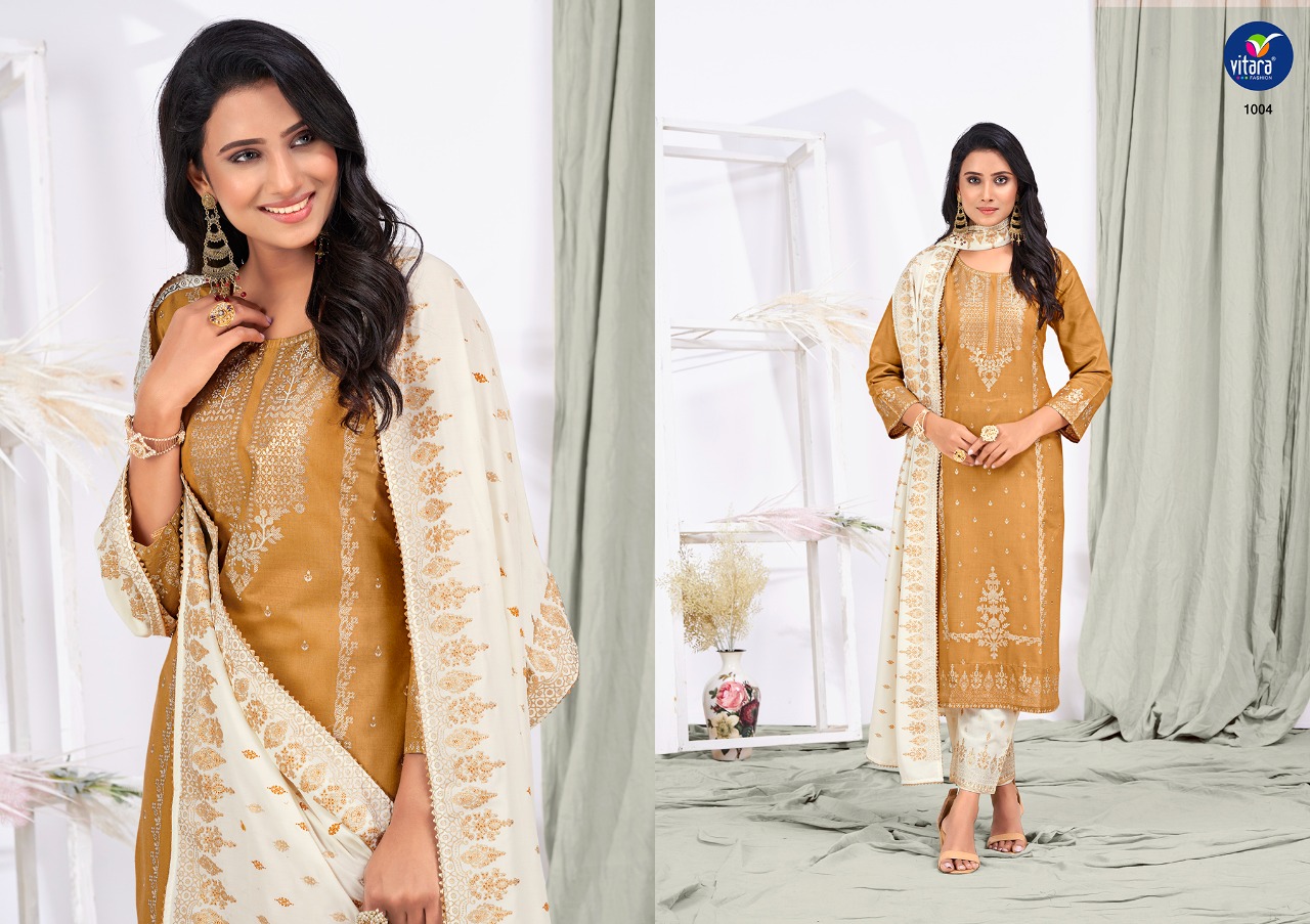 vitara fashion utsav cotton astonishing top with bottom and dupatta catalog