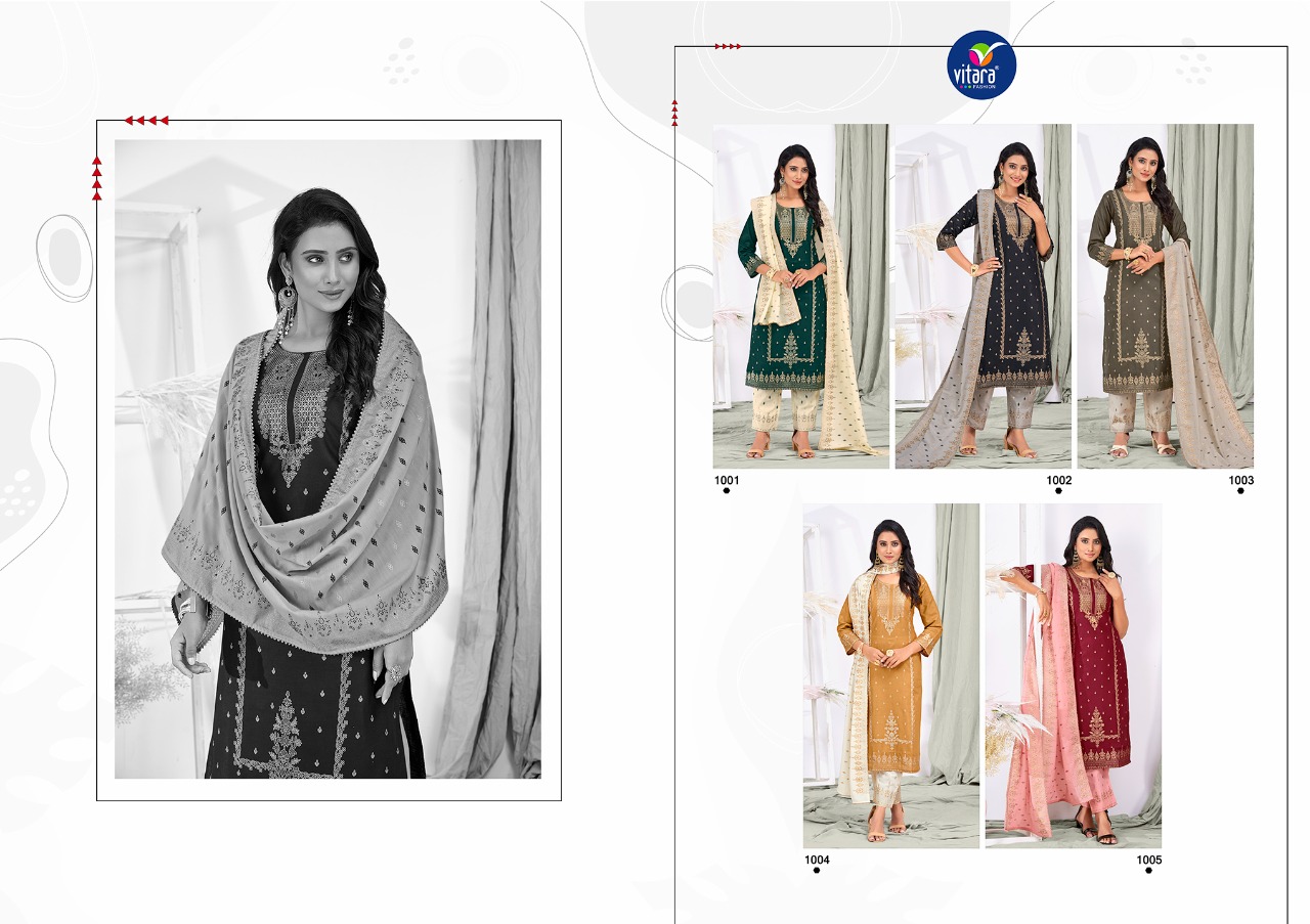 vitara fashion utsav cotton astonishing top with bottom and dupatta catalog