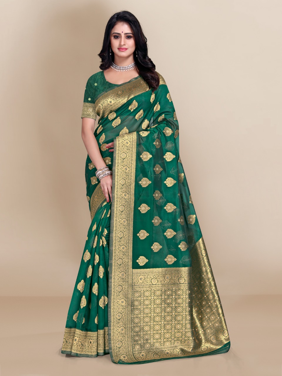 vivera international Jenifer2 Sarees Banarasi organza festive look saree catalog