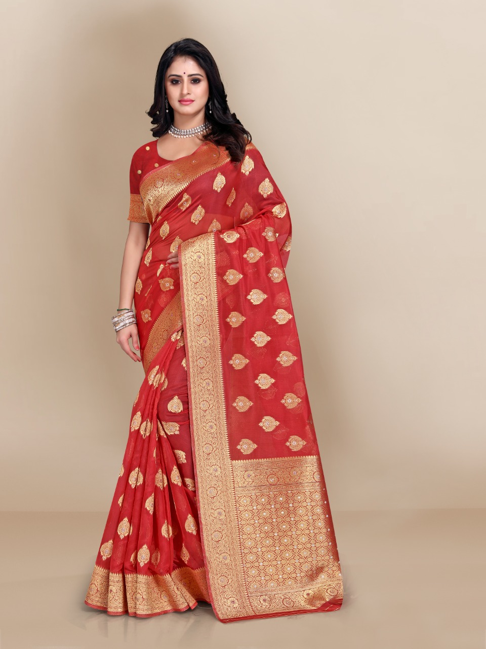 vivera international Jenifer2 Sarees Banarasi organza festive look saree catalog