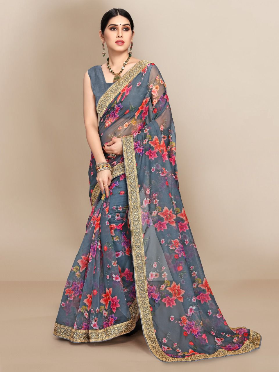 vivera international slyvie 5 organza attrective colours saree catalog