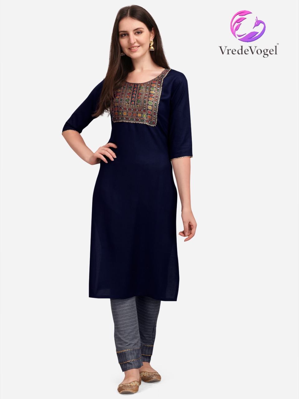 vredevogel rukmani rayon decent look kurti with bottom catalog