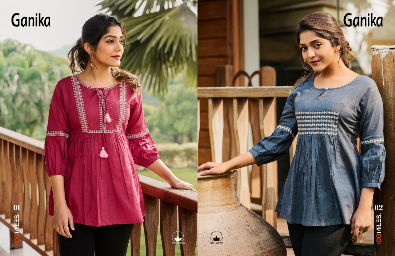 100 miles ganika cotton catchy look top catalog