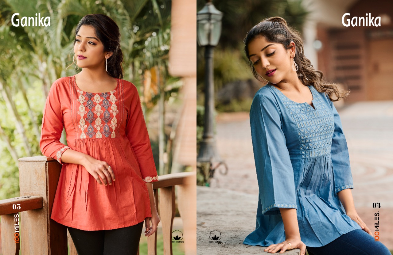 100 miles ganika cotton catchy look top catalog