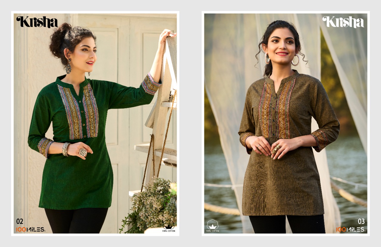 100 miles krisha cotton garceful look kurti catalog