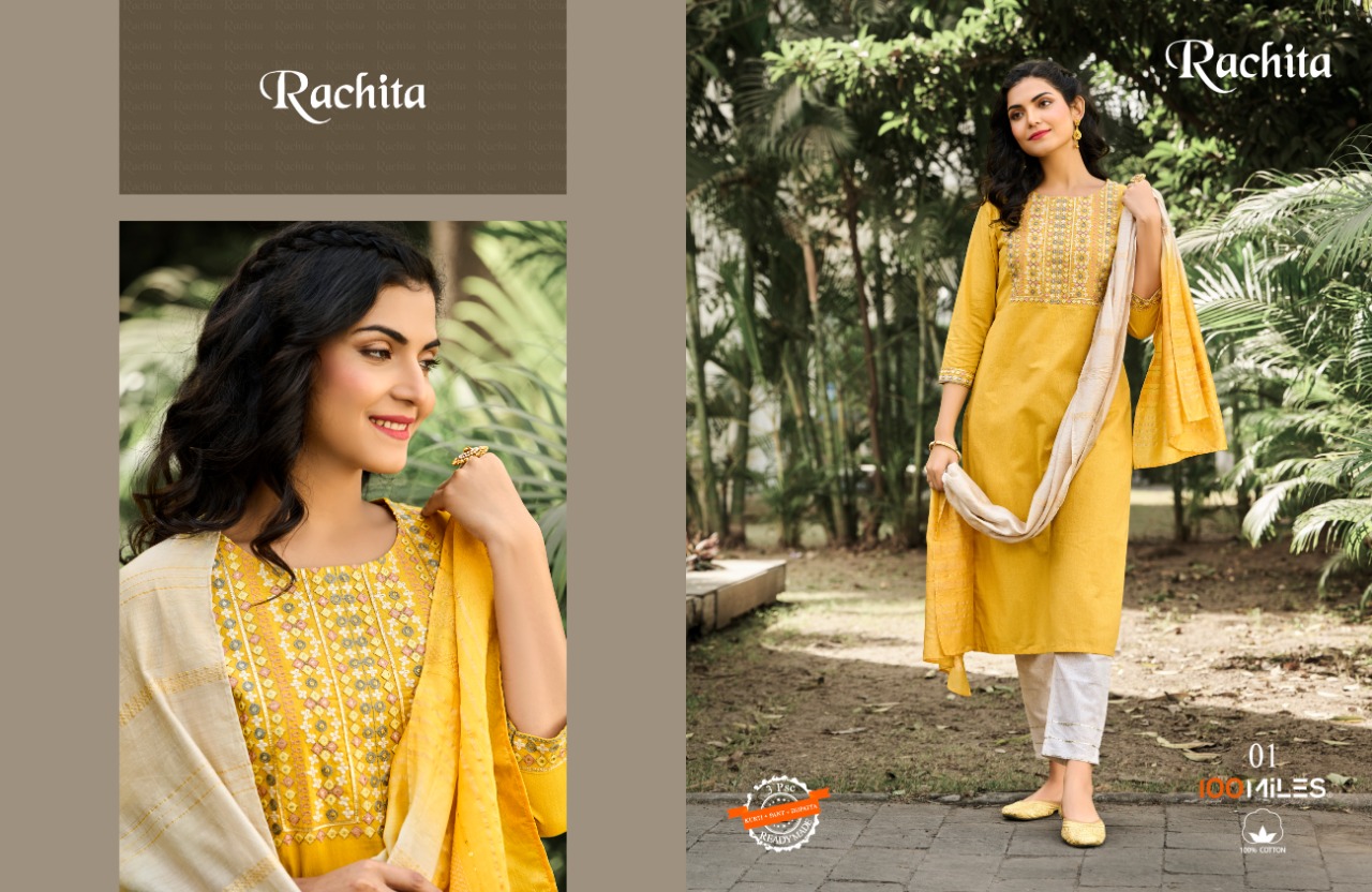 100 miles rachita cotton innovative style top bottom with dupatta catalog