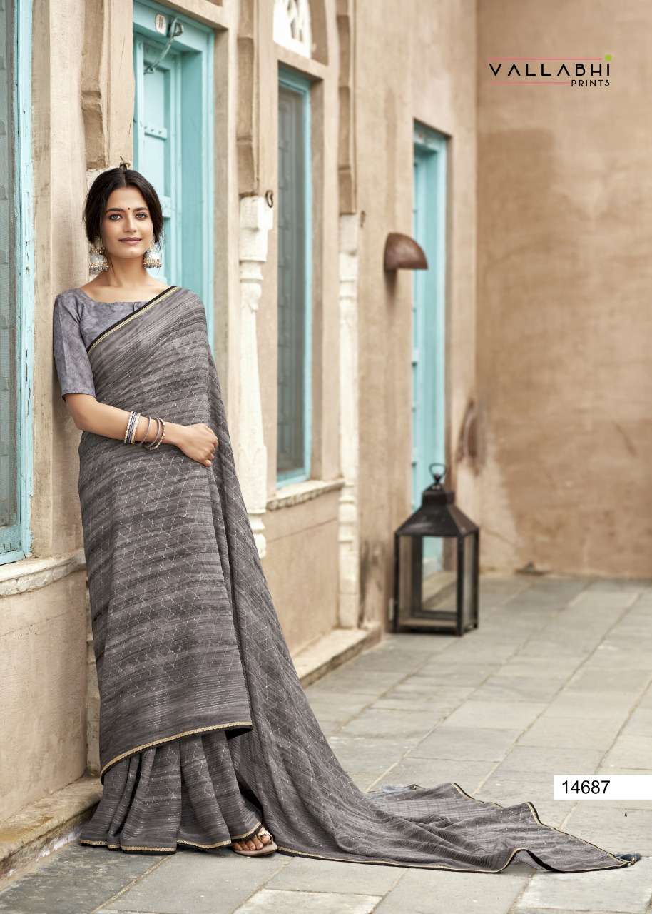 Vallabhi print rang birangi georgette regal look saree catalog