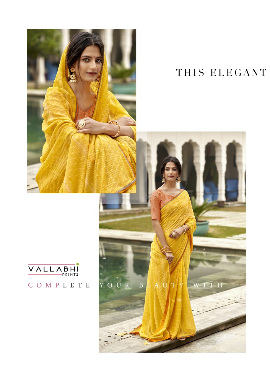 Vallabhi print rang birangi georgette regal look saree catalog