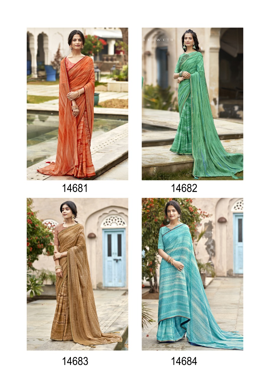 Vallabhi print rang birangi georgette regal look saree catalog