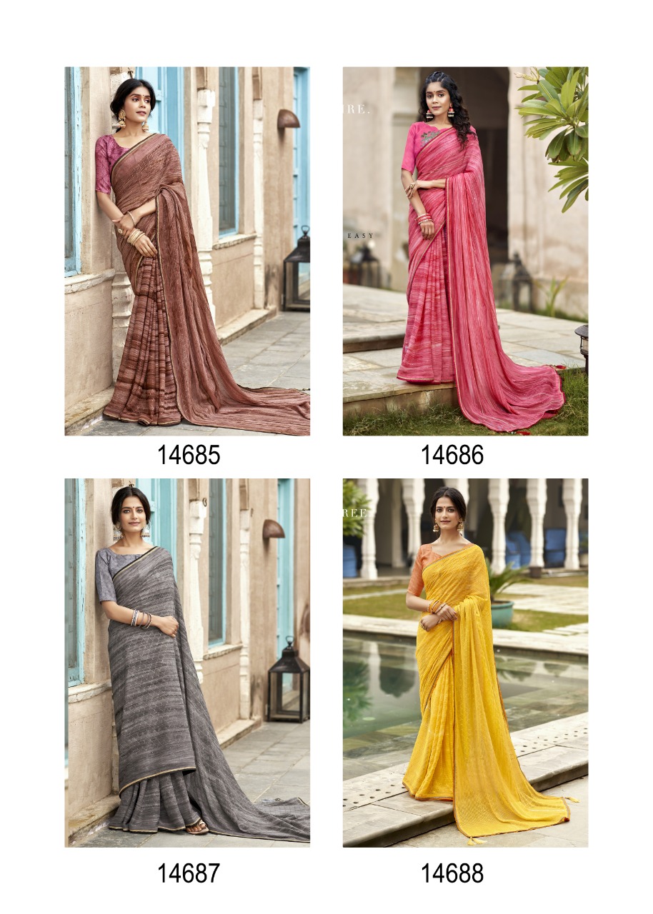 Vallabhi print rang birangi georgette regal look saree catalog