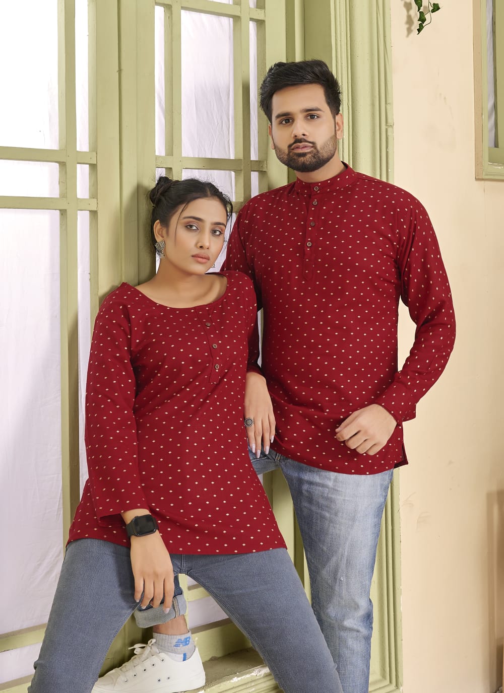 Banwery Fashion cherry rayon innovative look combo of Short Kurta with and Short Top catalog