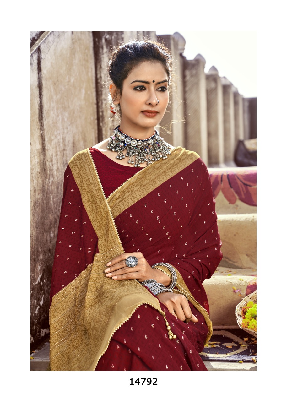 Vallabhi print dildaar georgette look regal look saree catalog