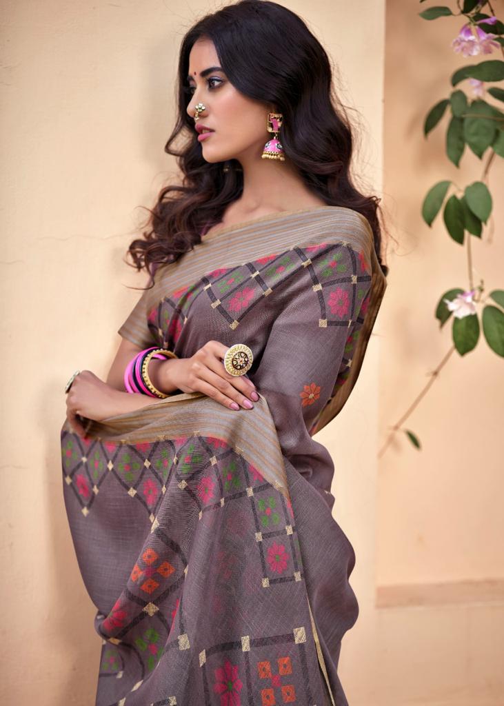 lt fashion pearl linen cotton exclusive print saree catalog