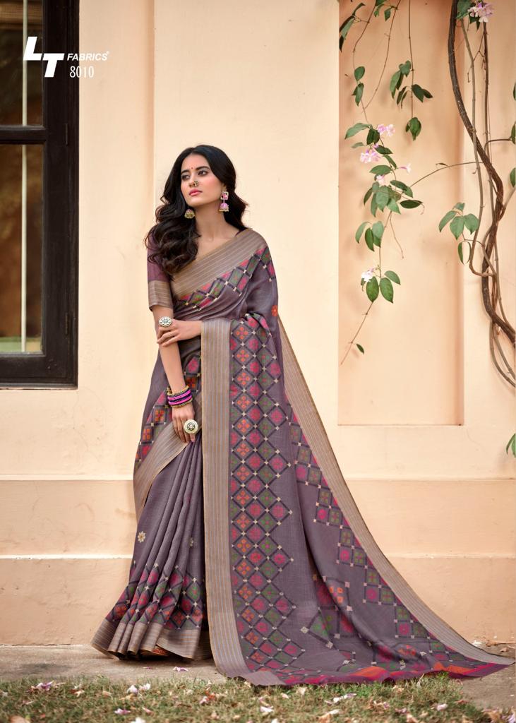 lt fashion pearl linen cotton exclusive print saree catalog