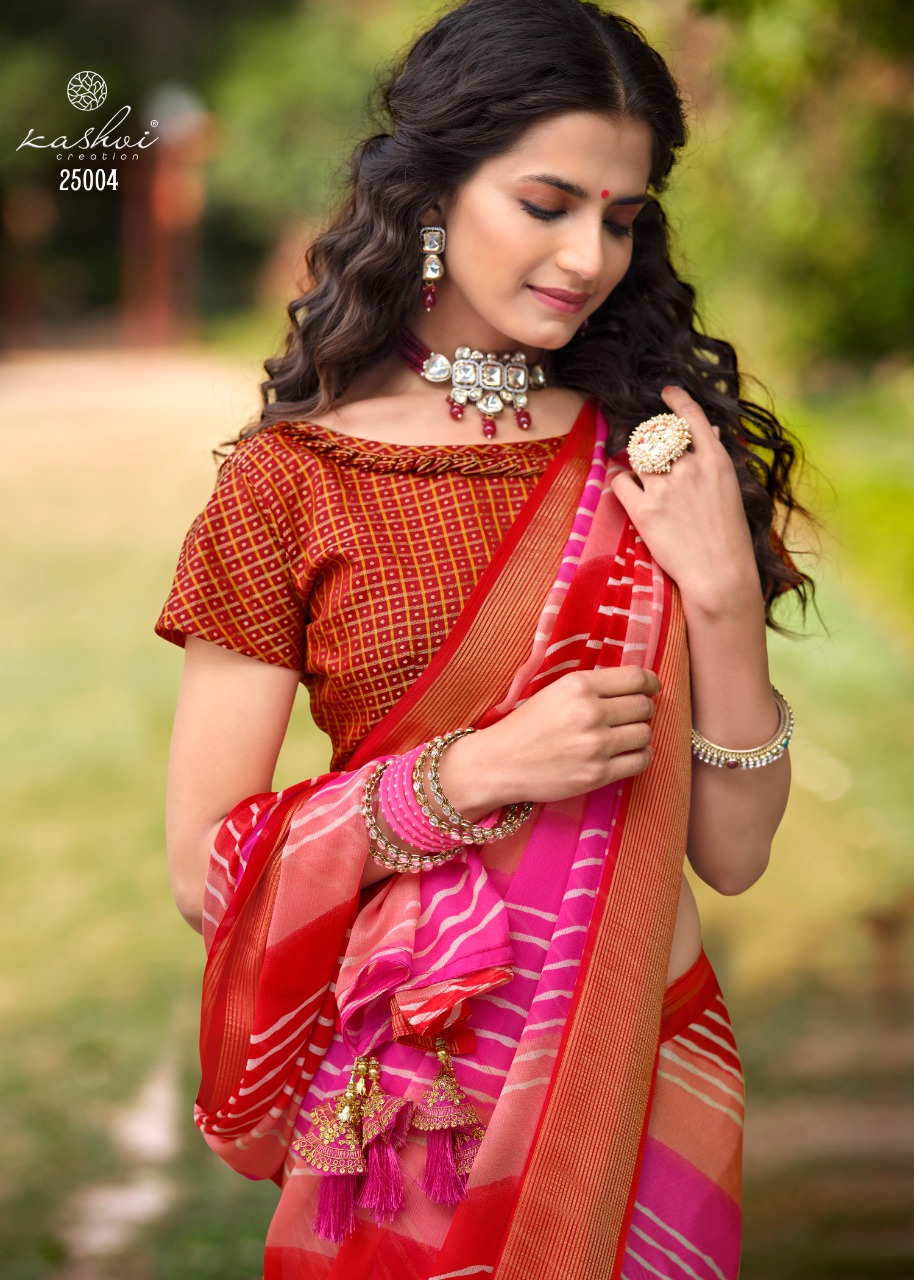 lt saree kashvi creation palash Butterfly Moss With Zari graceful print saree catalog