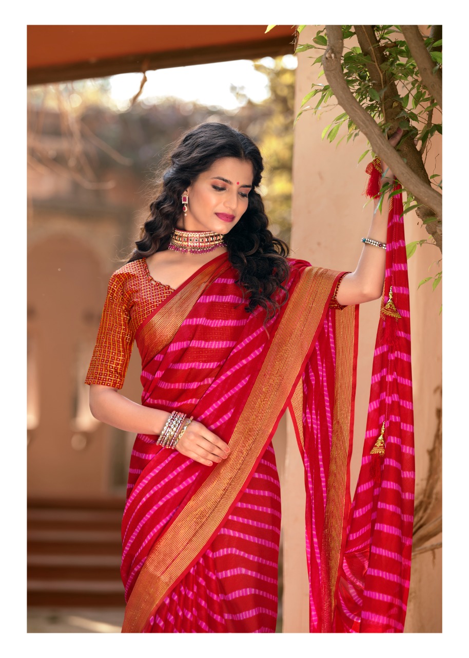 lt saree kashvi creation palash Butterfly Moss With Zari graceful print saree catalog