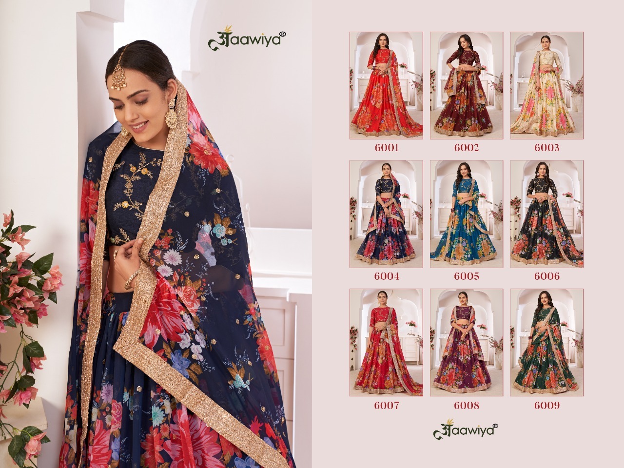 aawiya official lotus vol 1 georgette festive look lehngha catalog