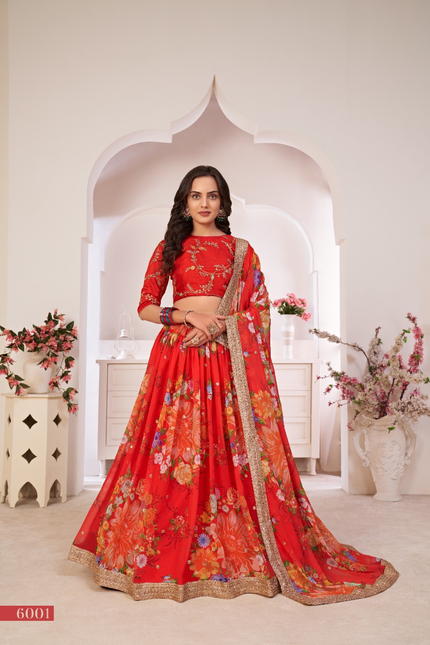 aawiya official lotus vol 1 georgette festive look lehngha catalog