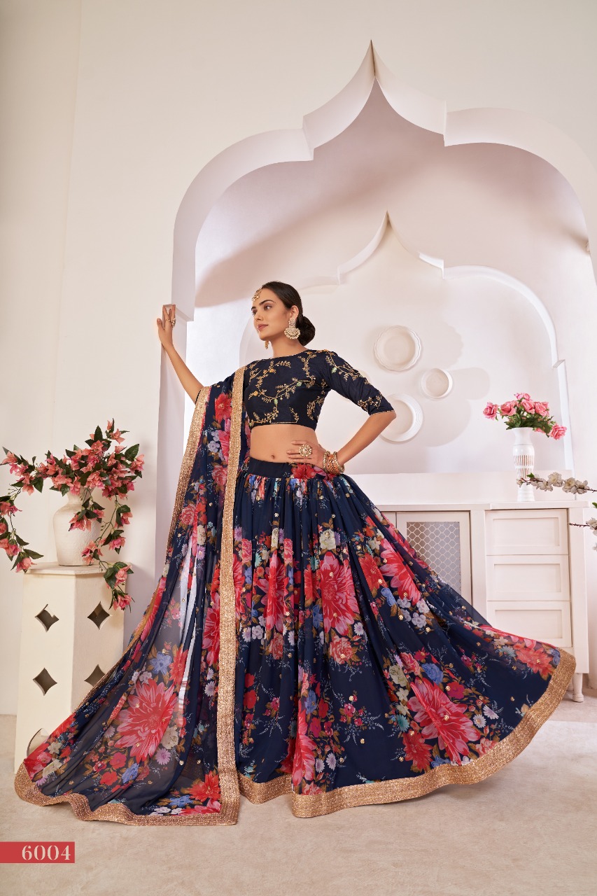 aawiya official lotus vol 1 georgette festive look lehngha catalog