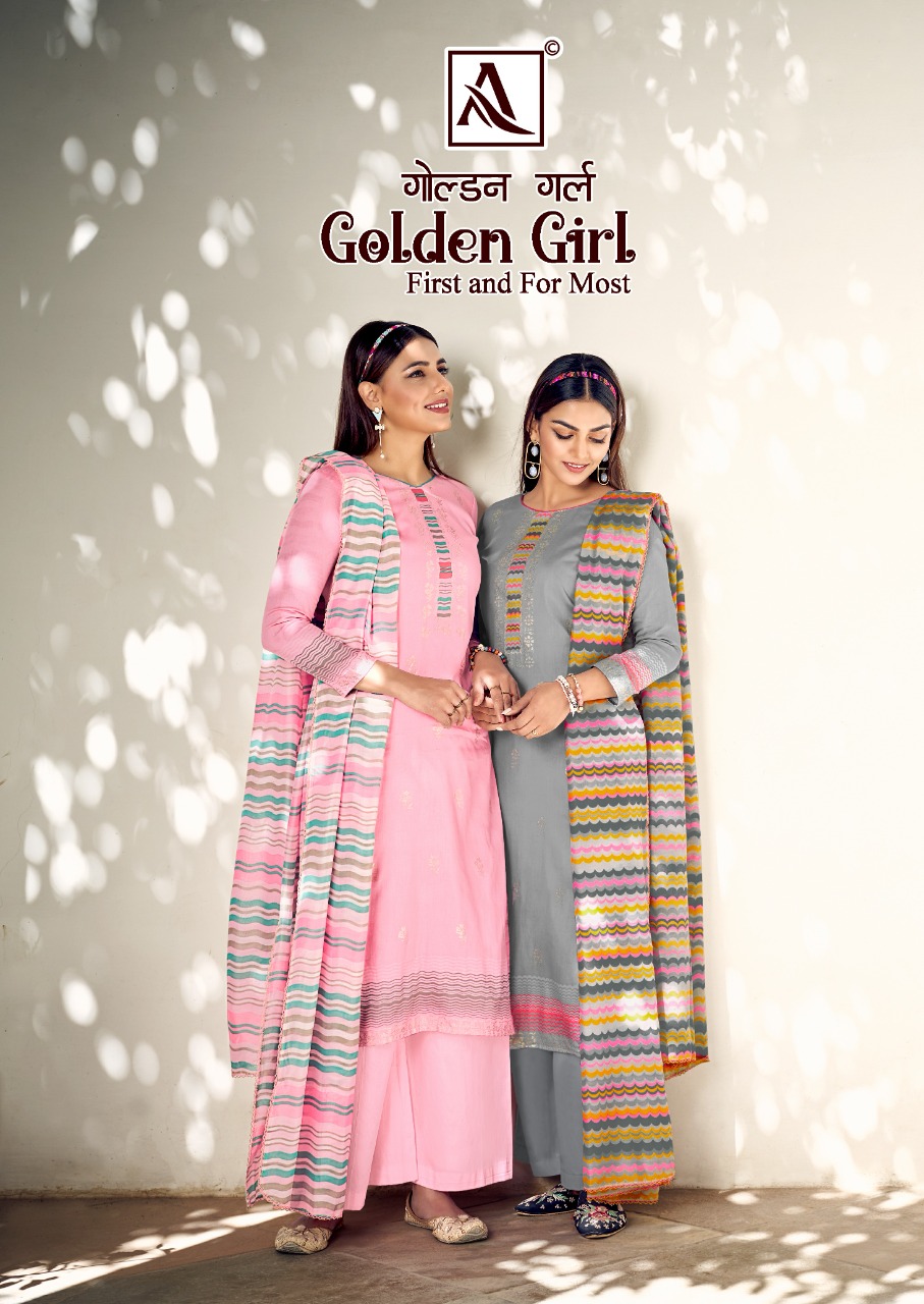 alok suit golden girl jam cotton elegant look salwar suit catalog