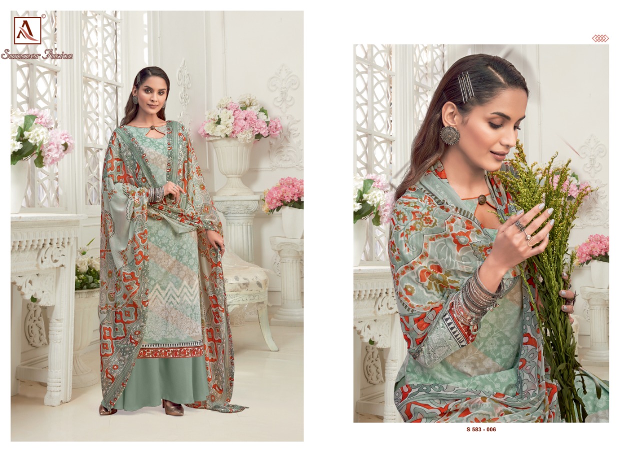 alok suit summer fusion cambric decent look salwar suit catalog