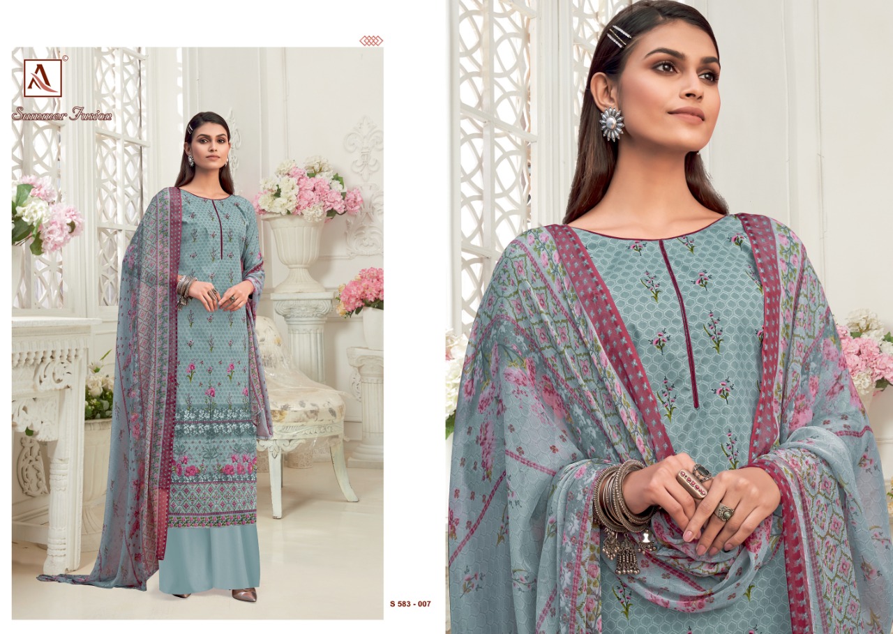 alok suit summer fusion cambric decent look salwar suit catalog