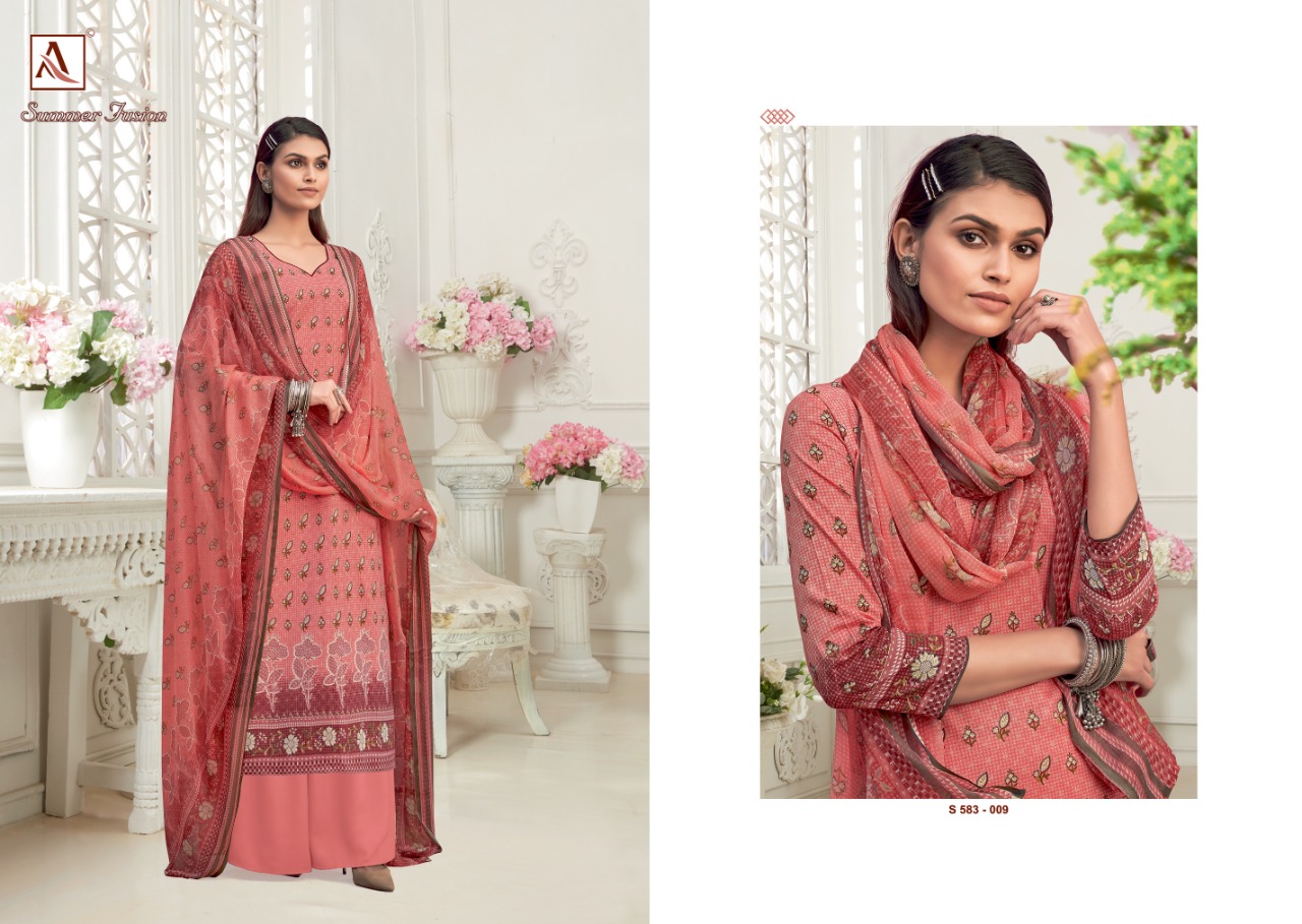 alok suit summer fusion cambric decent look salwar suit catalog