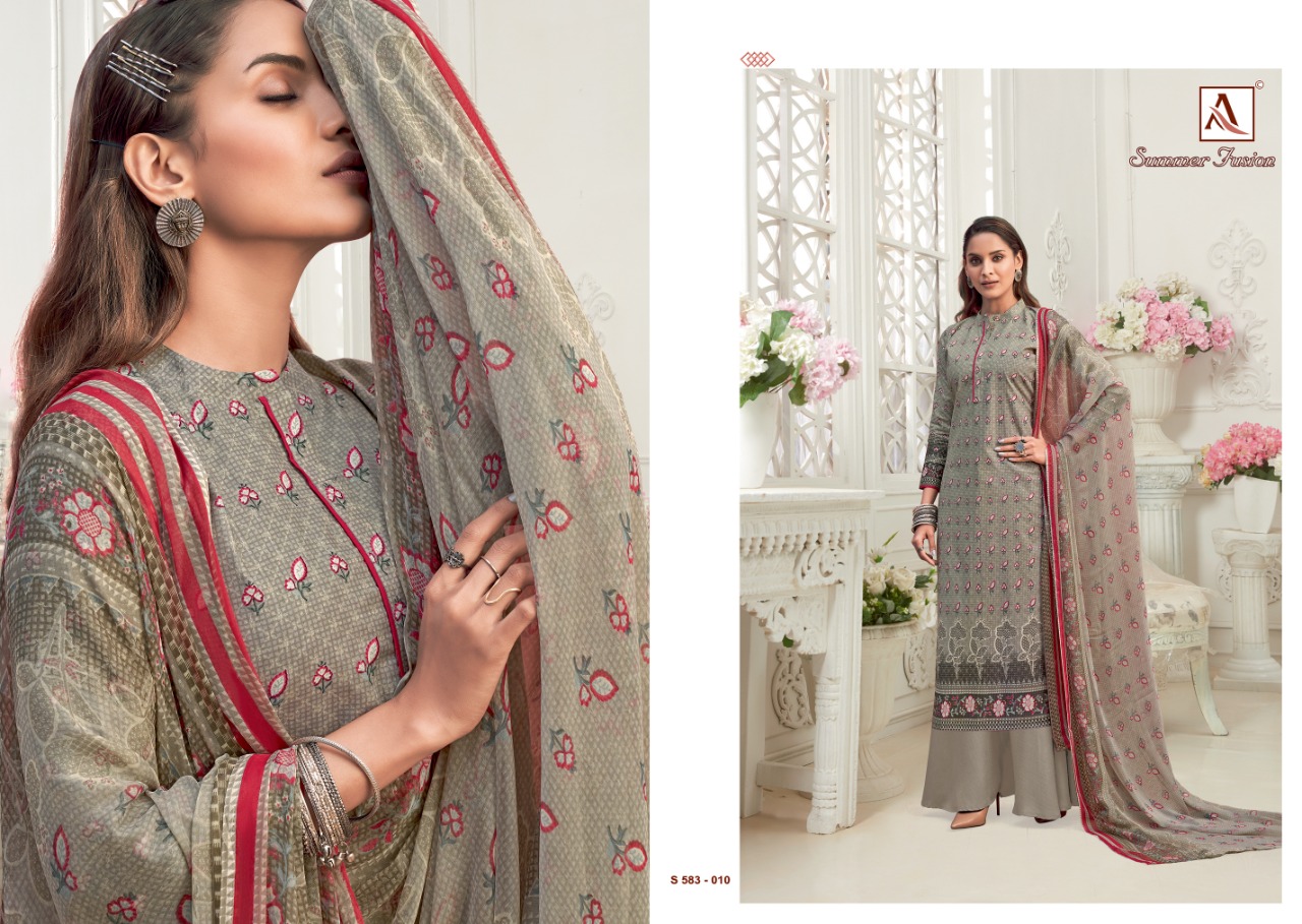 alok suit summer fusion cambric decent look salwar suit catalog